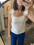 White Bow Shoulder Top