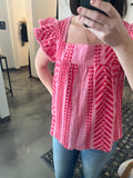 Pink/Red Pattern Knit Top