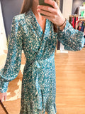 Teal Spot L/S Wrap Dress
