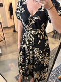 Black Short Sleeve Print Dress
