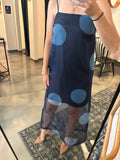 Navy Sheer Polka Dot Dress