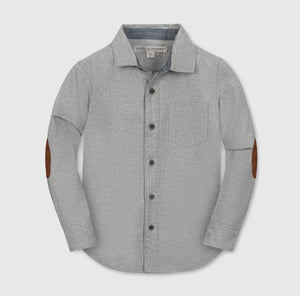Kids Grey Elbow Patch Flannel
