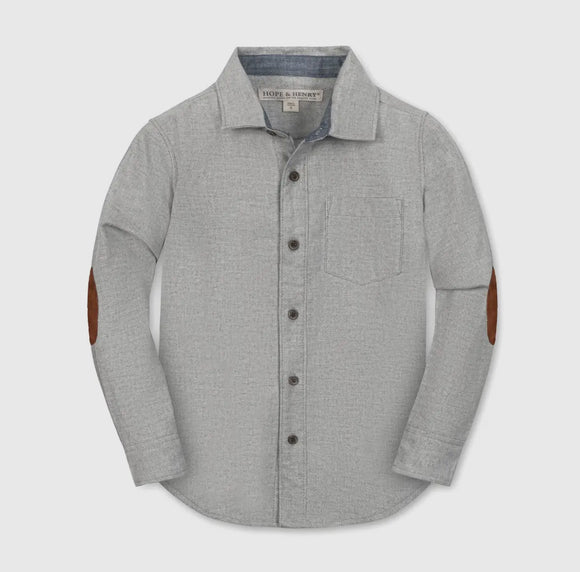 Kids Grey Elbow Patch Flannel