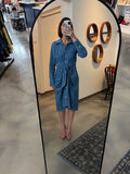 Chambray Tie Front Shirt Dress