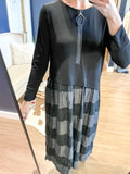 Black Mixed Material Dress w/ Zipper