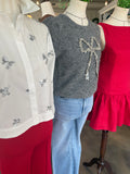 White Button Down w/ Silver Beading