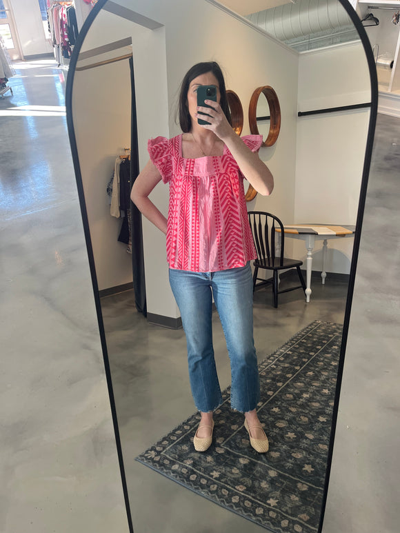 Pink/Red Pattern Knit Top