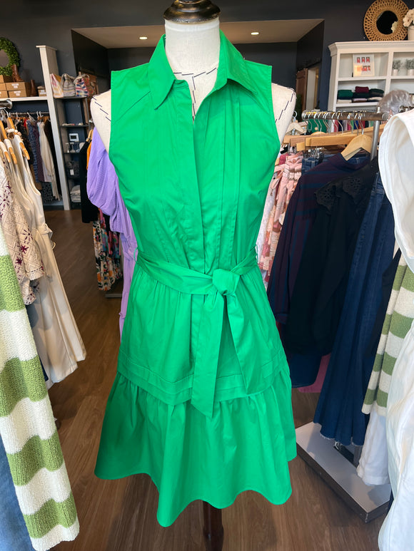 Green Short Sleeve Button Up Dress
