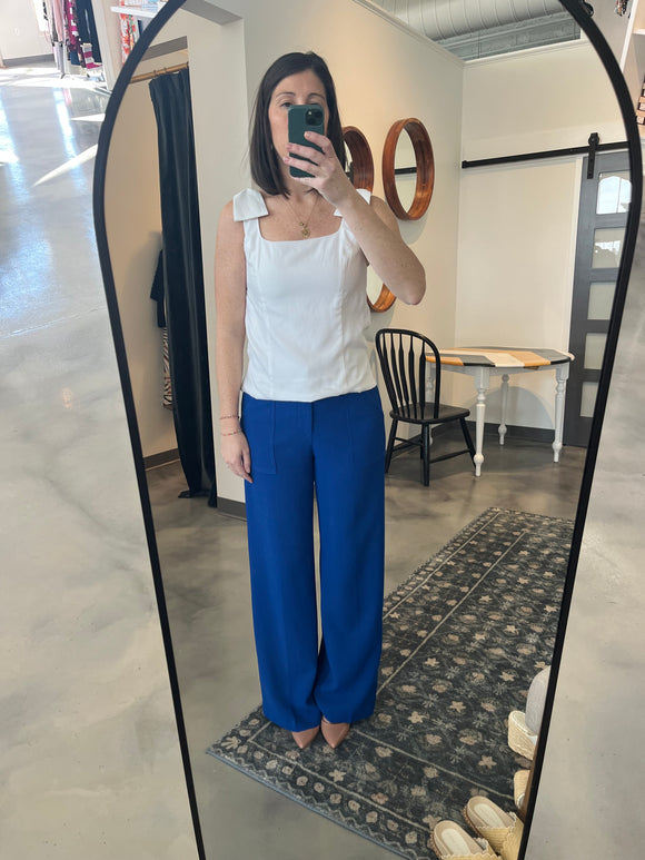 White Bow Shoulder Top