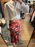 Red Multi Satin Slip Skirt