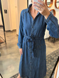 Denim Wash Tie Waist Dress