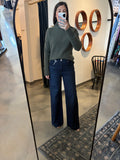 Dark Wash Double Button Darted Denim