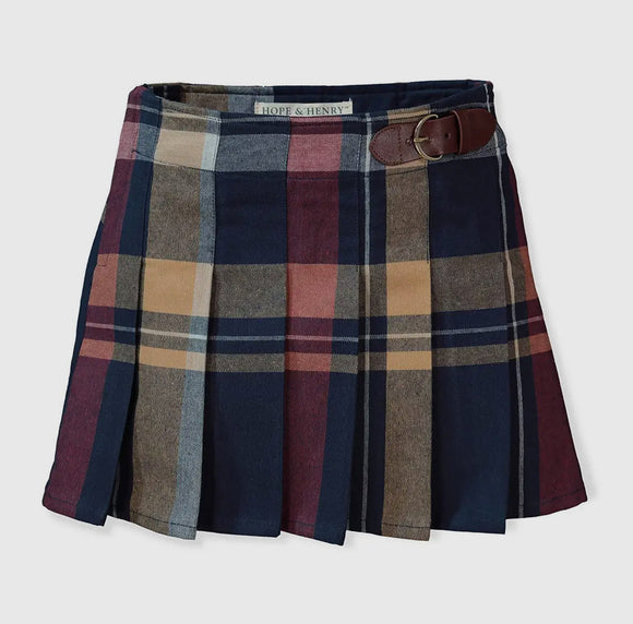 Kids Pleated Plaid Skirt