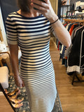 Navy/Ivory Striped Knit Dress