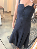Navy Sweatheart Neck Midi Dress