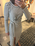 Textured Stripe Side Tie Dress