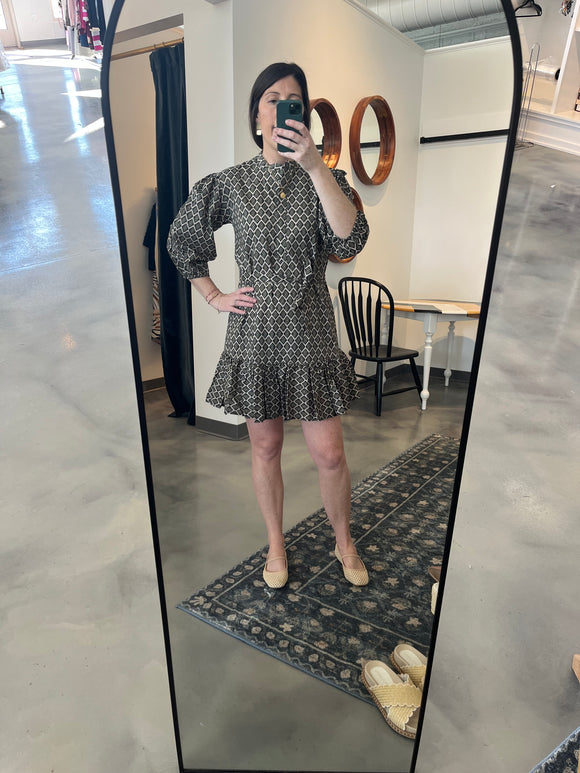 Army Print L/S Mini Dress