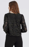 Black & Gold Surplice Burnout Blouse
