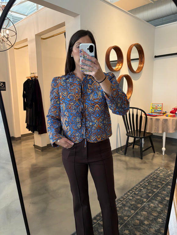 Blue Paisley Quilted Jacket