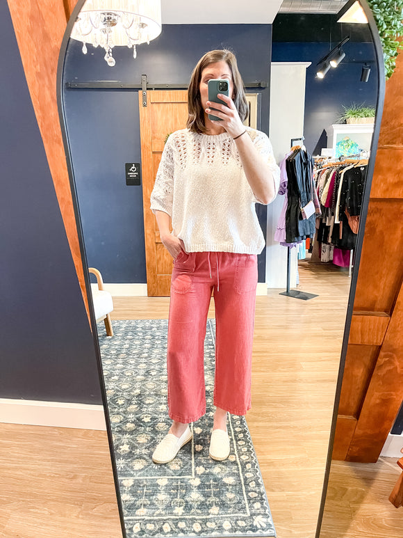 Faded Red Wide Leg Pant