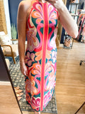 Raspberry/Teal Maxi w/ Keyhole Back