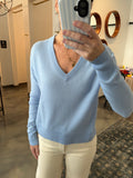 Light Blue Cashmere V Neck Sweater