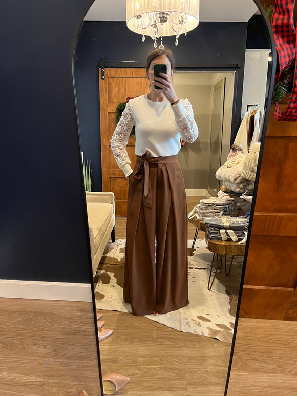White Blouse w/ Flower Embroidered Sleeve