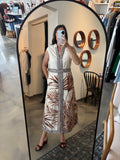 Brown Palm Print Midi Dress
