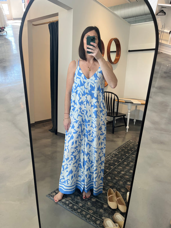 Blue Tie Back Jumpsuit