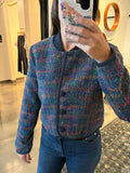 Blue Tweed Bomber Jacket