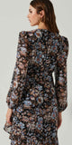 Black Blue Floral L/S Dress