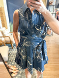 Navy Cross Tie Collar Mini Dress