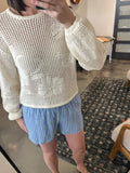 Ivory Mesh Floral Detail Sweater