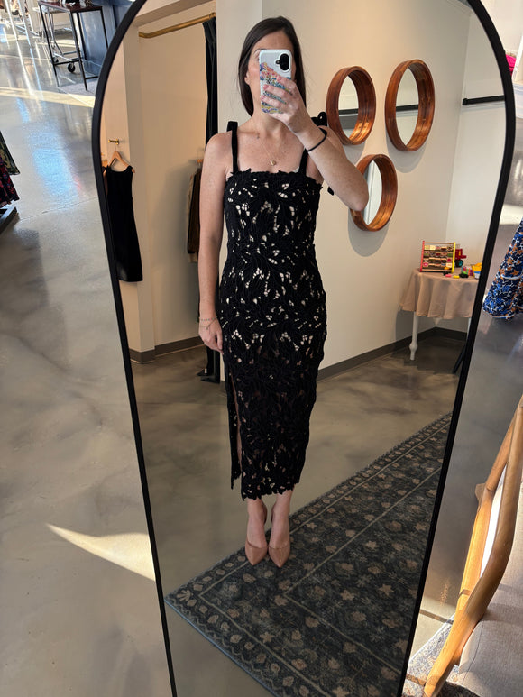 Black Lace Midi Dress