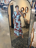 Ice Blue/Brown Faux Wrap Dress