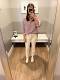 Ivory/Bordeaux Striped Oversized Button Down