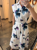 White Orchid Print Shirt Dress