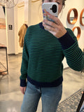 Navy Green Striped Sweater