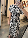 Black & White Geo Midi Dress