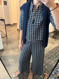 Green/Navy Houndstooth Top