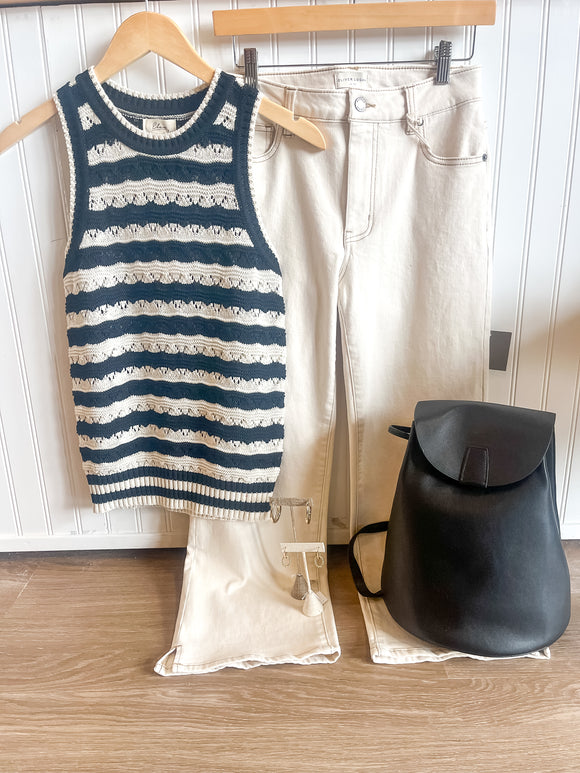 Blk/Wht Stripe Knit Tank