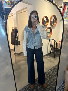 Denim Jacket w/ Sweater Sleeve