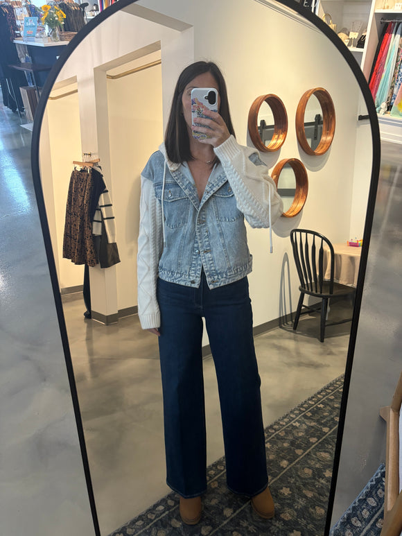 Denim Jacket w/ Sweater Sleeve