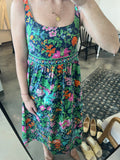 Navy Floral Print Tank Dress