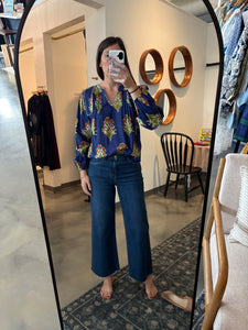 Blue Block Print Blouse