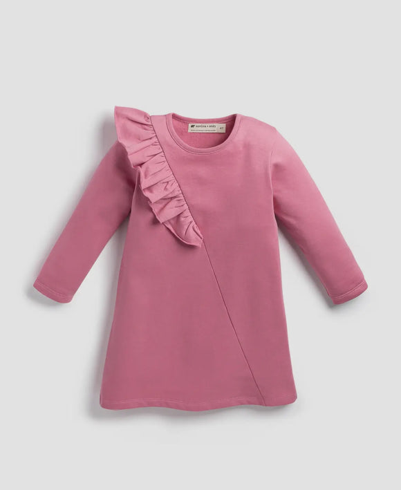 Pink Ruffle Sweatshirt Dress