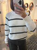 Olive Stripe Crew Sweater