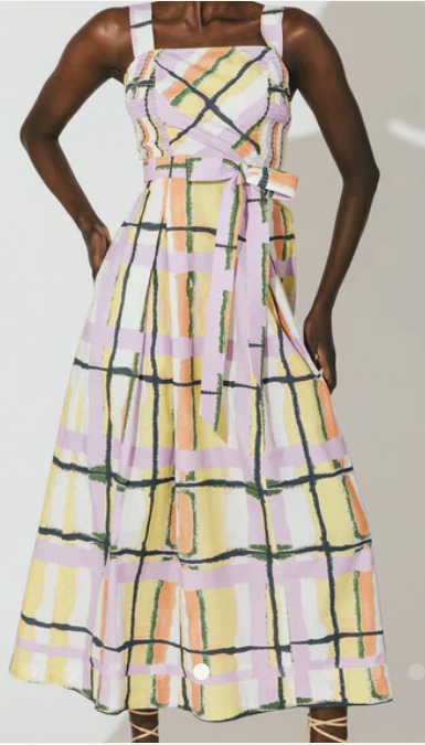Saffron Plaid Print Dress