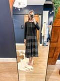Black Mixed Material Dress w/ Zipper