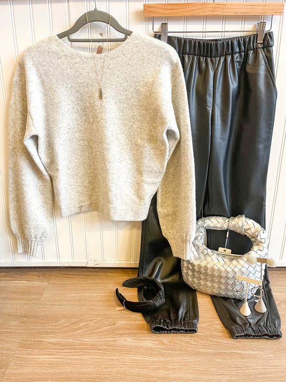 Grey Twist Back Sweater